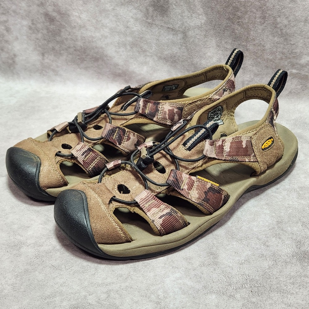 Keen Clearwater CNX Mens 11 Brown Camo Waterproof Hiking Sport Sandals 1010112